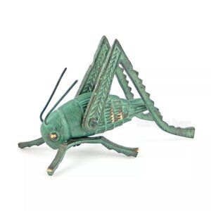 Hearth Cricket Good Luck Figurine for Fireplace Solid Brass Metal Insect Green